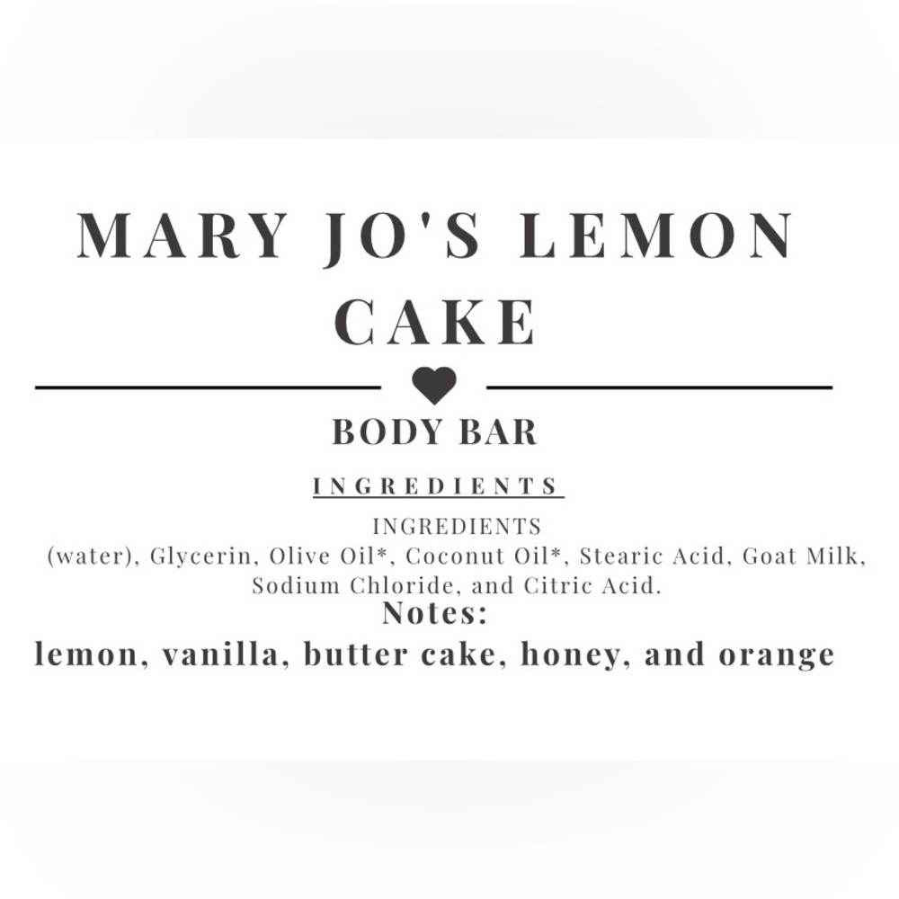 MARY JO’S LEMON 🍋 CAKE 🍰 Body Bar Soap! HANDCRAFTED - Picture 2 of 2